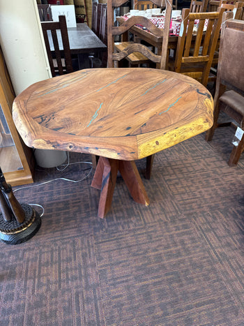 Mesquite and Turquoise dining table - Stock Item!